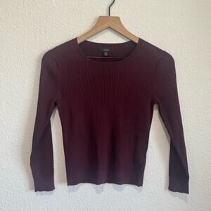 J. Crew‎ Womens XS Purple Ribbed Long Sleeve Sweater Formfitting Minimal Preppy